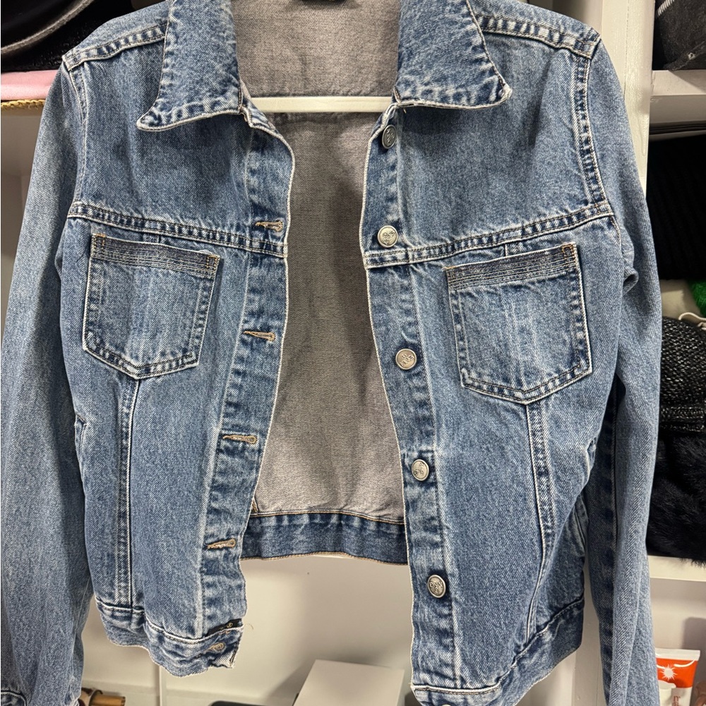 Mango Denim Jacket Medium Wash Size M Chic Fitted Jean Jacket - Picture 3 of 5
